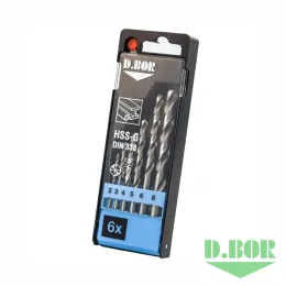 НАБОР СВЕРЛ ПО МЕТАЛЛУ ШЛИФОВАННЫЕ, HSS-G DIN 338 6 ШТ. (2 - 8 ММ) (АРТ. TD-338-HSS-PS1-06) "D.BOR"
