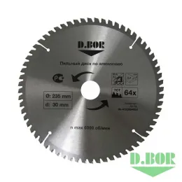 ПИЛЬНЫЙ ДИСК ПО АЛЮМИНИЮ, 230Х30(25,4) Z64, (АРТ. 9K-412306405D) "D.BOR"