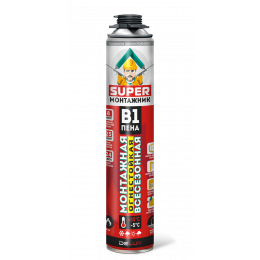ОГНЕСТОЙКАЯ МОНТАЖНАЯ ПЕНА - SUPER МОНТАЖНИК ПРОФЕССИОНАЛЬНАЯ, 780Г  (КОР 12ШТ)