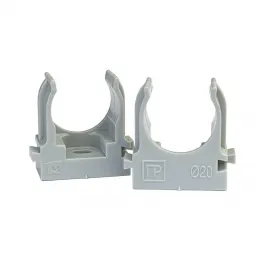 КРЕПЕЖ-КЛИПСА ДЛЯ ТРУБ ДЛЯ МОНТАЖНОГО ПИСТОЛЕТА  СЕРАЯ В П/Э D20 (100 ШТ/УП)